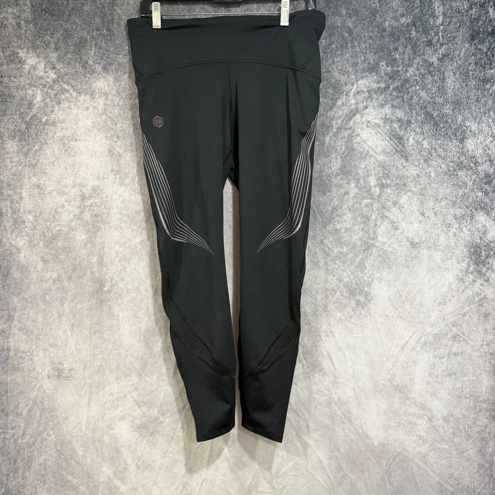 Under Armour Running Leggings Compression Reflective Lines Black L Heatgear Gym